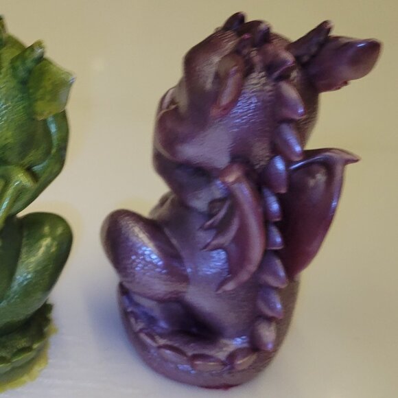 DRAGON TRIO Resin Figurines orange pink yellow NEW collectible Hear See Speak No - Picture 6 of 6